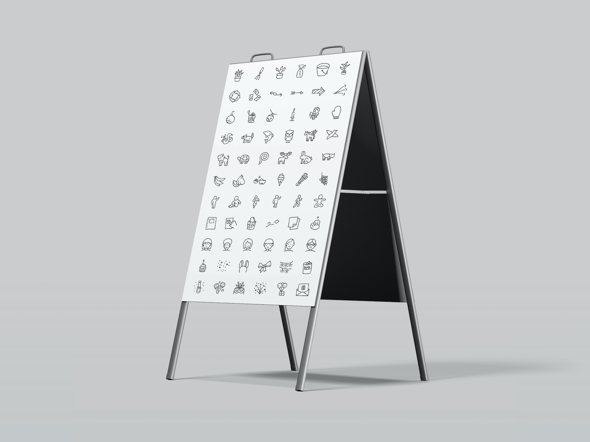 Icons on fold out sign